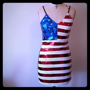 Red white & blue Sequin American Flag dress NWT